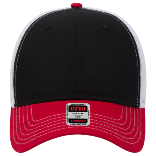 6 Panel Low Profile Mesh Back Trucker Hat - Tri Color