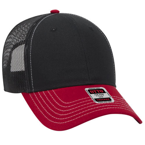 6 Panel Low Profile Mesh Back Trucker Hat - Crown Split