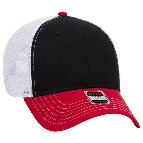 6 Panel Low Profile Mesh Back Trucker Hat - Tri Color