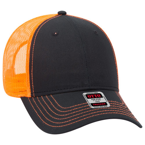 6 Panel Low Profile Mesh Back Trucker Hat - Neon Back